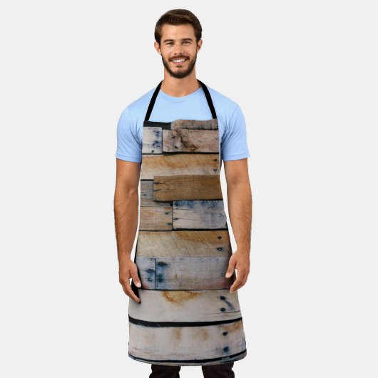 Bruin houten wand schort (Gedragen)