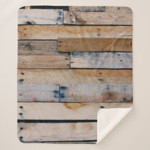 Bruin houten wand sherpa deken