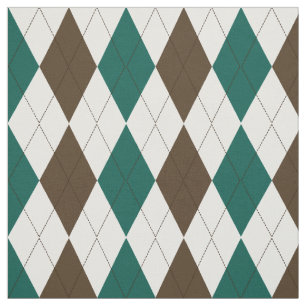 Bruin   Hunter Green   White Argyle Pattern Stof