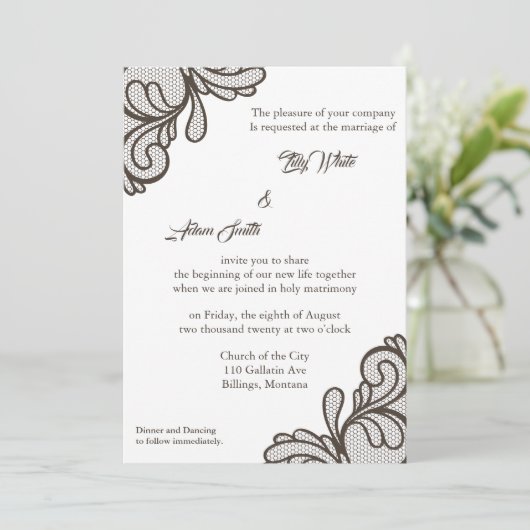 Bruin  huwelijk - Uitnodiging (Staand voorkant)