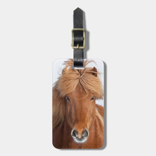 Bruin IJslands Paard Portret Bagagelabel (Voorkant verticaal)
