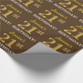 Bruin, Imitatie Goud Kijk "21e VERJAARDAG" Cadeaupapier (Hoek)