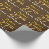 Bruin, Imitatie Goud Kijk "27e VERJAARDAG" Cadeaupapier (Hoek)