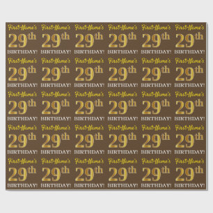 Bruin, Imitatie Goud Kijk "29e VERJAARDAG" Cadeaupapier