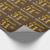 Bruin, Imitatie Goud Kijk "31e VERJAARDAG" Cadeaupapier (Hoek)