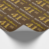 Bruin, Imitatie Goud Kijk "41e VERJAARDAG" Cadeaupapier (Hoek)