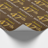 Bruin, Imitatie Goud Kijk "47e VERJAARDAG" Cadeaupapier (Hoek)