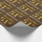 Bruin, Imitatie Goud Kijk "51e VERJAARDAG" Cadeaupapier (Hoek)