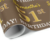 Bruin, Imitatie Goud Kijk "51e VERJAARDAG" Cadeaupapier (Rol Hoek)