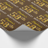 Bruin, Imitatie Goud Kijk "58e VERJAARDAG" Cadeaupapier (Hoek)