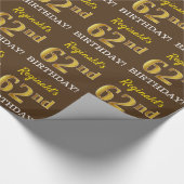 Bruin, Imitatie Goud Look "62e VERJAARDAG" Cadeaupapier (Hoek)