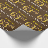 Bruin, Imitatie Goud Look "63e VERJAARDAG" Cadeaupapier (Hoek)
