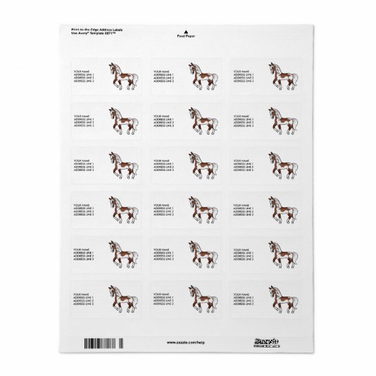 Bruin in-Cartoon draaipaard en aangepaste tekst Etiket (Full Sheet)