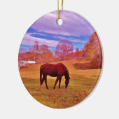 > Bruin in een droomkleurig veld Keramisch Ornament (Links)