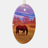 > Bruin in een droomkleurig veld Keramisch Ornament (Rechts)