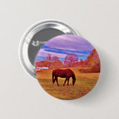 > Bruin in een droomkleurig veld Ronde Button 5,7 Cm (Voorkant /achterkant)