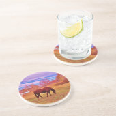 > Bruin in een droomkleurig veld Zandsteen Onderzetter (Zijkant)