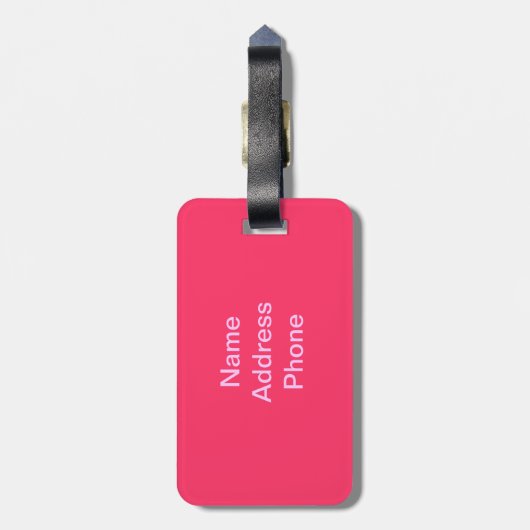 bruin in roze bagagelabel (Achterkant verticaal)