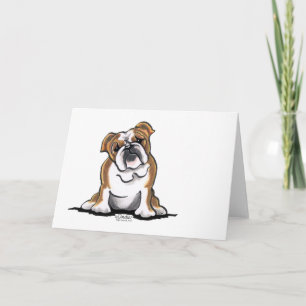 Bruin in White English Bulldog Sit  Kaart