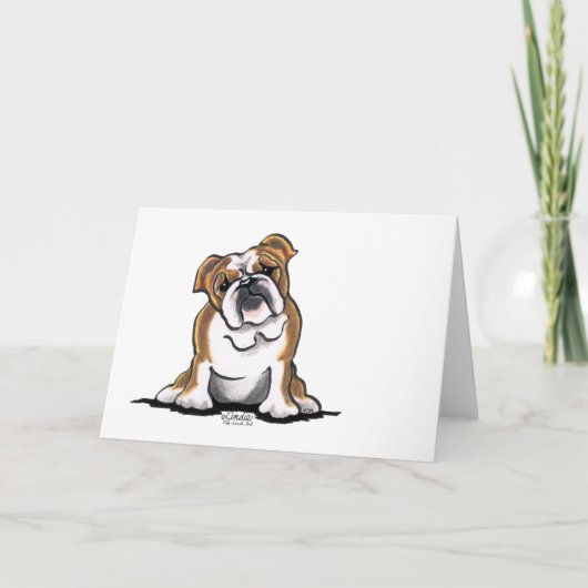 Bruin in White English Bulldog Sit  Kaart (Voorkant)