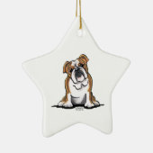 Bruin in White English Bulldog Sit  Keramisch Ornament (Rechts)