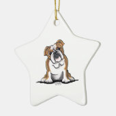 Bruin in White English Bulldog Sit  Keramisch Ornament (Links)