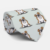 Bruin in White English Bulldog Sit Stropdas (Opgerold)