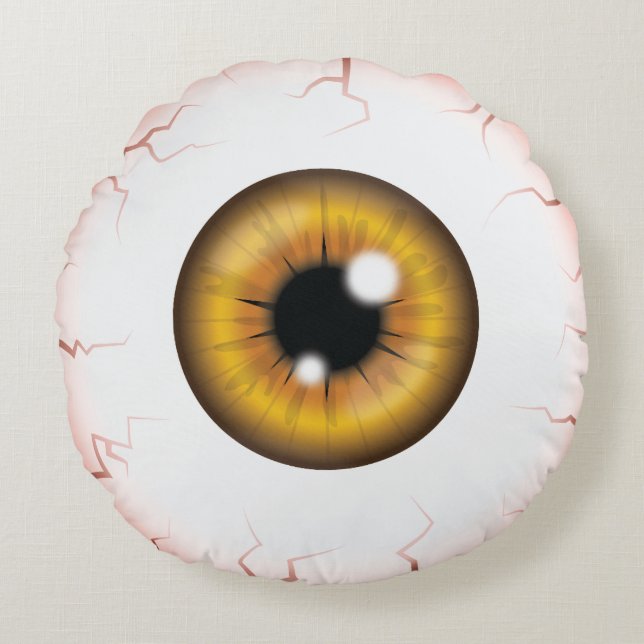 Bruin Iris Oogbal Eng Bloeddoorlopen Halloween Oog Rond Kussen (Voorkant)