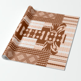 Bruin ivoor Afrikaans geometrisch patroon Cadeaupapier