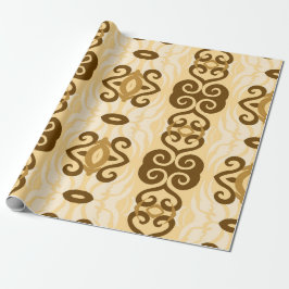 Bruin ivoor Afrikaans geometrisch patroon Cadeaupapier