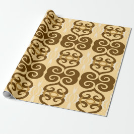 Bruin ivoor Afrikaans geometrisch patroon Cadeaupapier