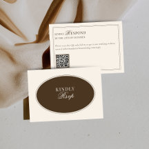 Bruin Ivoor Elegante Oude Geld QR Code Trouw RSVP