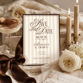 Bruin Ivoor Gestreept Oud Geld Calligrafie Bruilof Save The Date