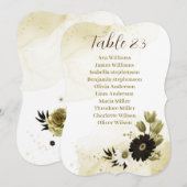 Bruin ivoor goud bloemenbruiloft zitkaart kaart (Voorkant / Achterkant)