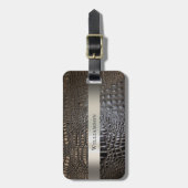 Bruin ivoor retiel digitaal leder Titaniummetaal Bagagelabel (Voorkant verticaal)
