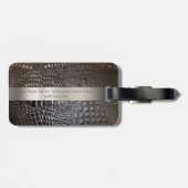 Bruin ivoor retiel digitaal leder Titaniummetaal Bagagelabel (Achterkant horizontaal)