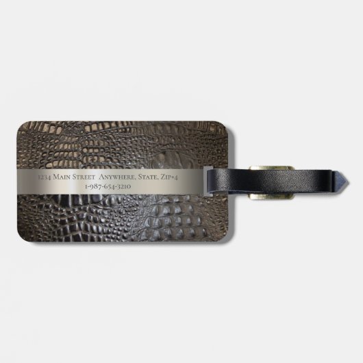 Bruin ivoor retiel digitaal leder Titaniummetaal Bagagelabel (Achterkant horizontaal)
