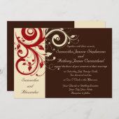 Bruin/Ivoor/Rood omgekeerde werveling bruiloft uit Kaart (Voorkant / Achterkant)