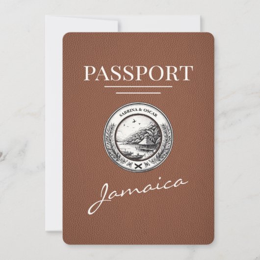 Bruin Jamaica paspoort Bewaar de datum Save The Date (Voorkant)