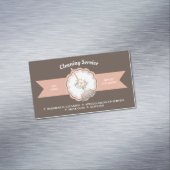 Bruin Janitorial Calligraphy Housekeeping Cleaning Magnetisch Visitekaartje (Voorbeeld)