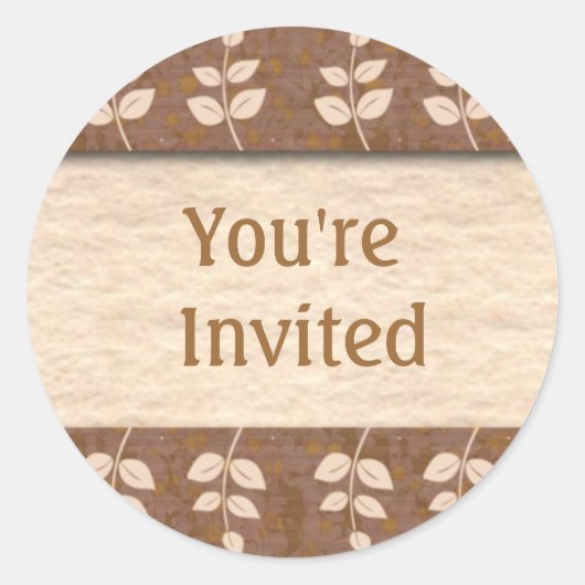 Bruin Je bent Uitgenodigd Envelop Afdichtingen Ron Ronde Sticker (Voorkant)