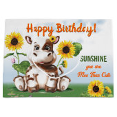Bruin Jersey Koe Girl Sunflower Kinderen Birthday Groot Cadeauzakje (Voorkant)