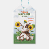 Bruin Jersey Koe Sunflower Baby shower Cadeaulabel (Voorkant)