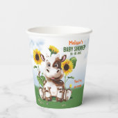 Bruin Jersey Koe Sunflower Baby shower Papieren Bekers (Achterkant)