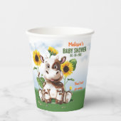 Bruin Jersey Koe Sunflower Baby shower Papieren Bekers (Voorkant)