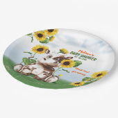 Bruin Jersey Koe Sunflower Baby shower Papieren Bordje (Gekanteld)