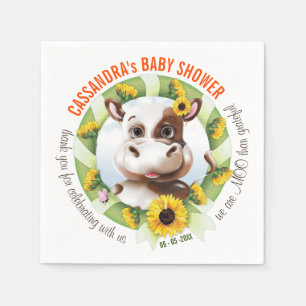 Bruin Jersey Koe Sunflower Girl Baby shower Servet