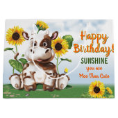 Bruin Jersey Koe Sunflower Kinderen Birthday Groot Cadeauzakje (Voorkant)