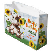 Bruin Jersey Koe Sunflower Kinderen Birthday Groot Cadeauzakje (Achterkant Gekanteld)