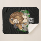 Bruin jongetje die een leeuw knuffelt sherpa deken (Voorkant (horizontaal))
